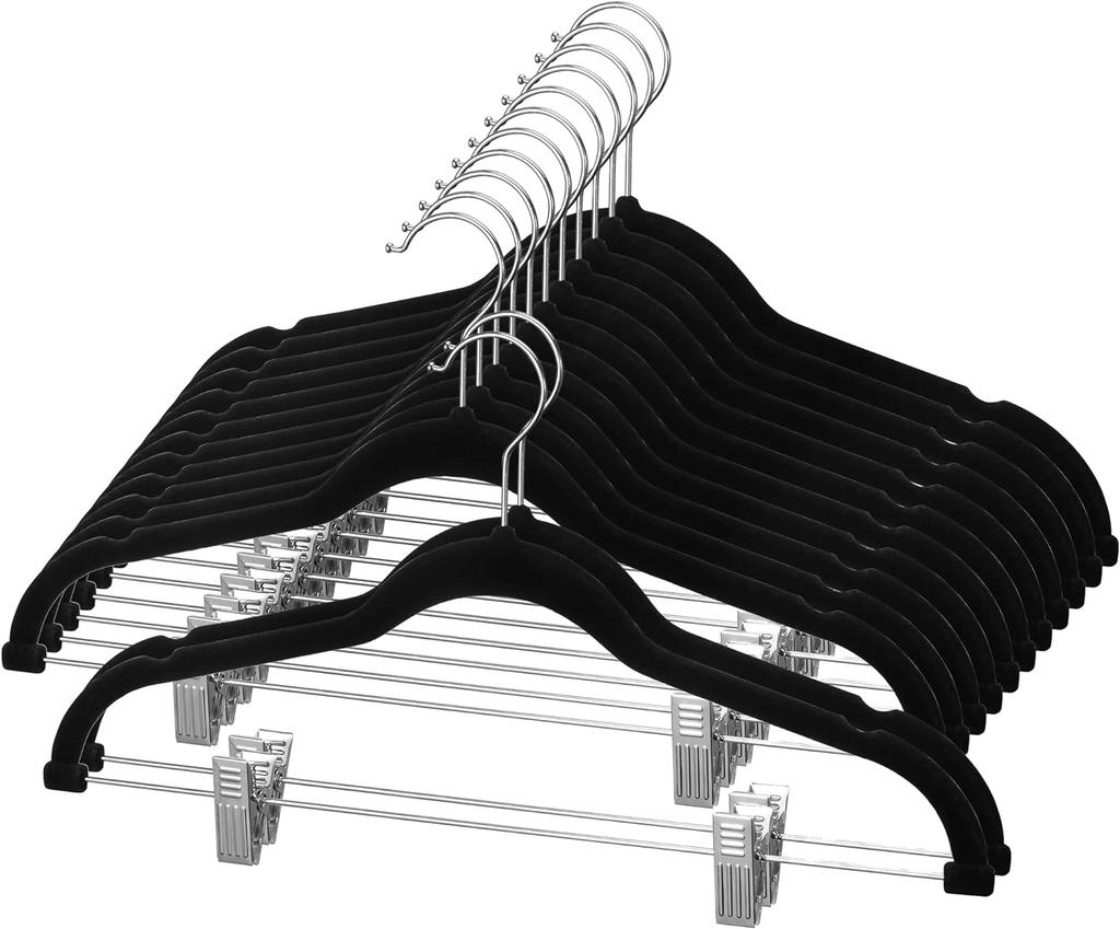 Velvet Skirt Hangers 5Pack Velvet Hangers with Clips Ultra Thin Non Slip Velvet Pants Hangers Space Saving Clothes Hanger
