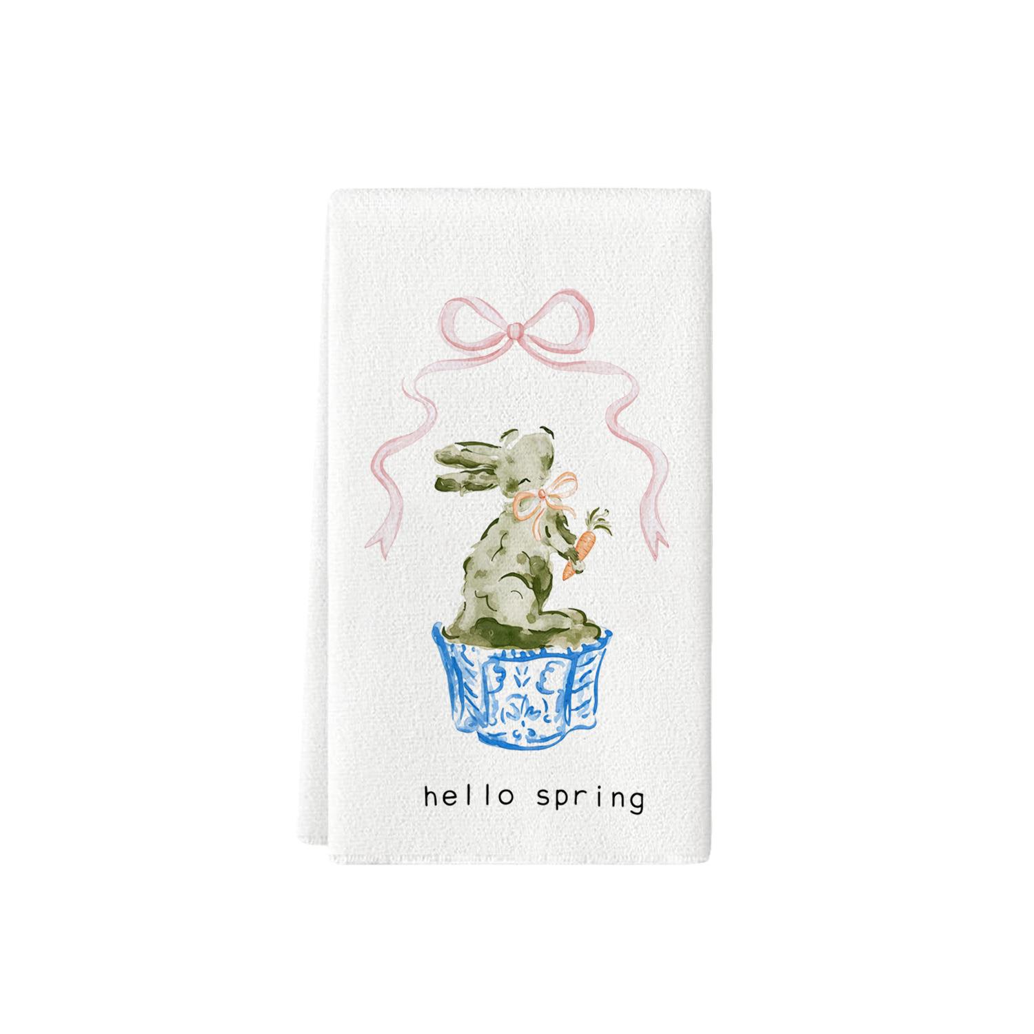 Easter Rabbit & Eggs Watercolor Floral Kitchen/Bathroom Hand Towel 40x60cm (1 piece)