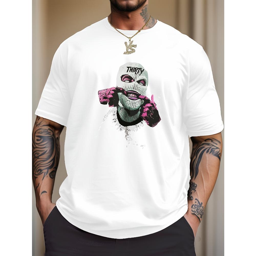 

Everyday Style Fashion Clothing Men s Mask Pattern Men s Short Sleeve T-Shirt Comfortable Stretch Summer Fashion T-Shirt 3XL