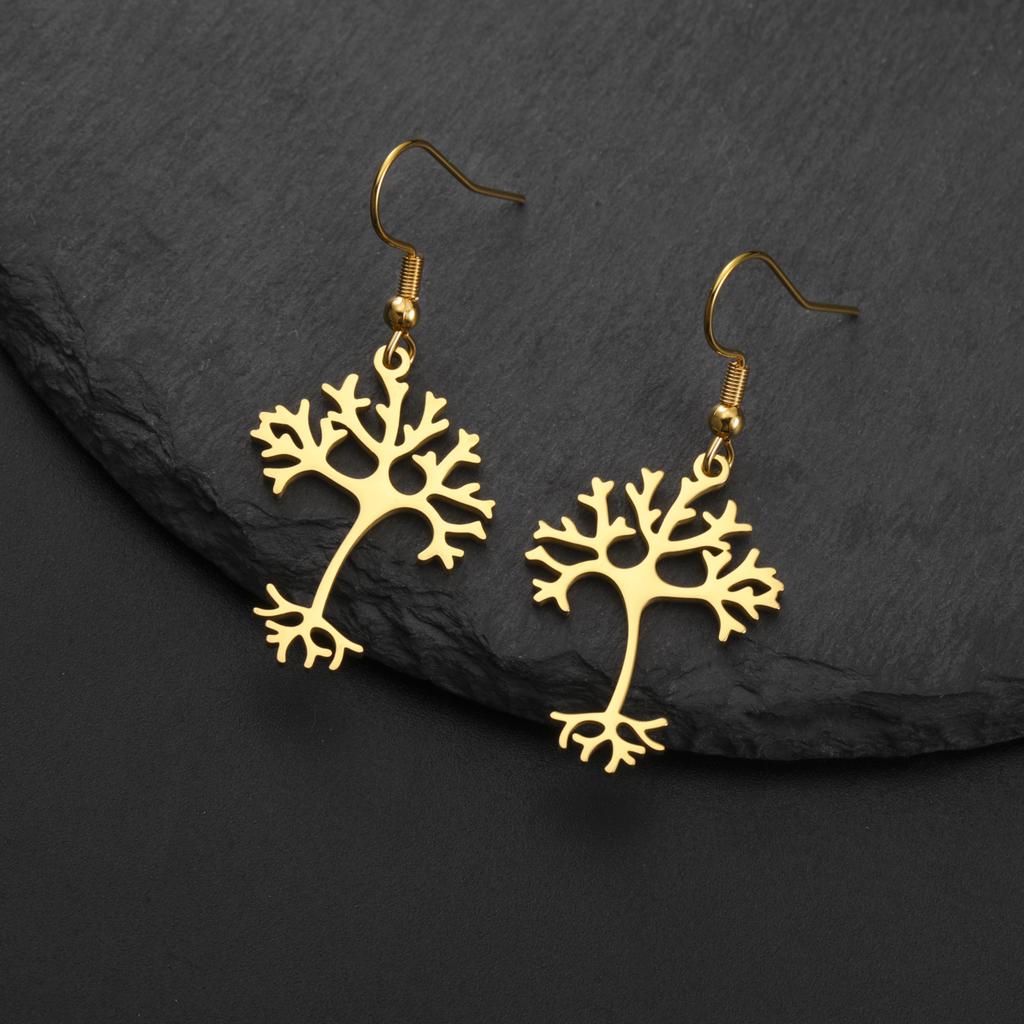 Science Biochemistry Neuron Earrings for Women Stainless Steel Tree of Life Drop Earrings Jewelry Gift 2026 Wholesale New