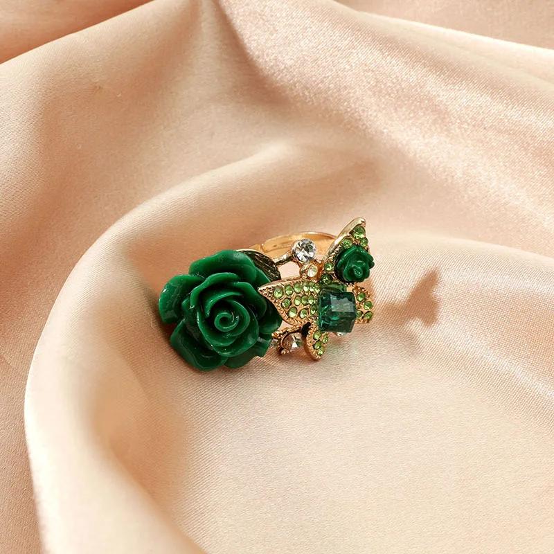 Rose ring, ethnic butterfly ring, retro bohemian alloy new jewelry.