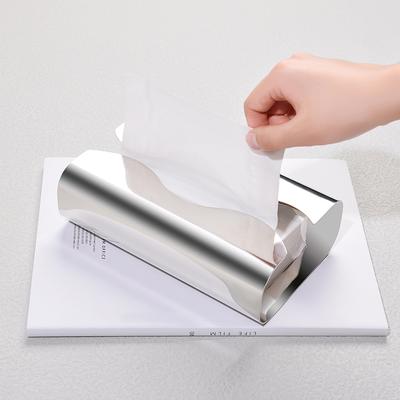 Stainless Steel Mirror Tissue Box Silver Minimalist for Home Decoration
