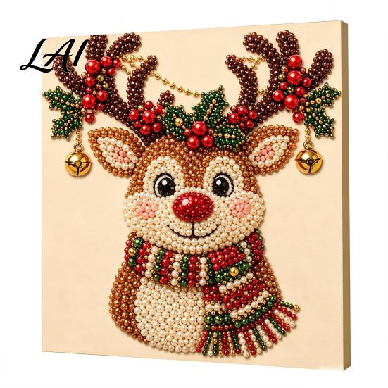 Progetti Artistici per Alleviare lo Stress Kit Perle Finte di Natale Pittura Capanna Innevata di Babbo Natale Kit Artigianale 3D Scintillante con Perline Fai da Te per Adulti Parete per le Festività Invernali di Casa