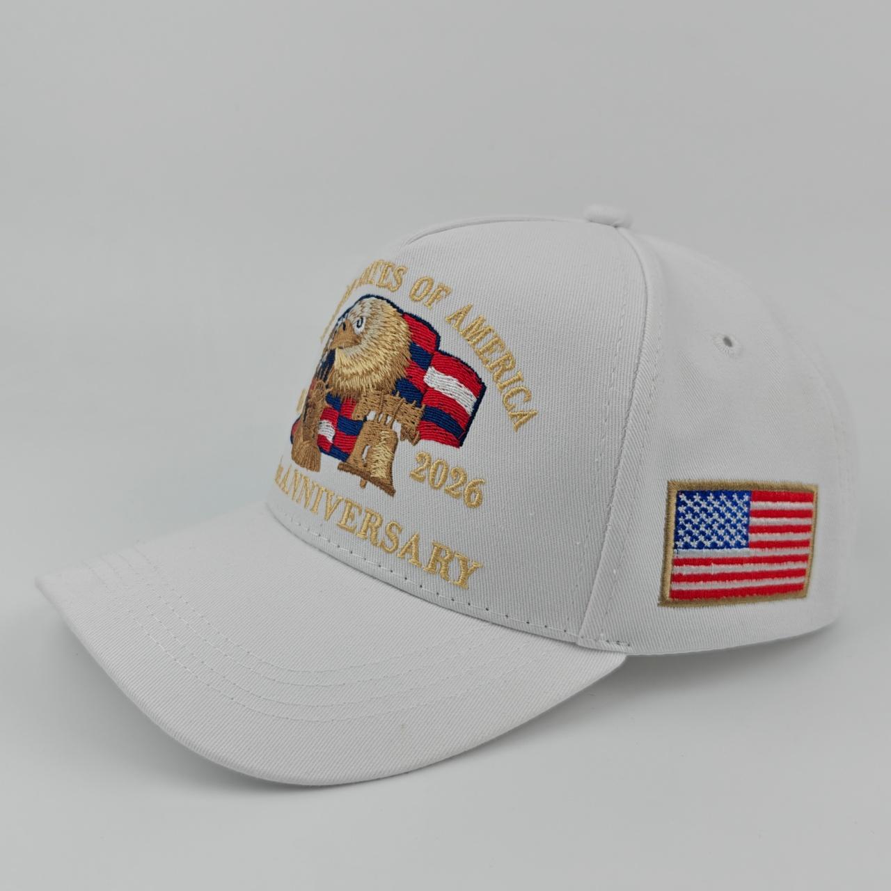 

U.S. 250th Anniversary Milestone Cap! Eagle, Flag, Statue of Liberty & Bell. Marks 1776 - 2026. Ideal for Patriotic Souls at Adjustable белый