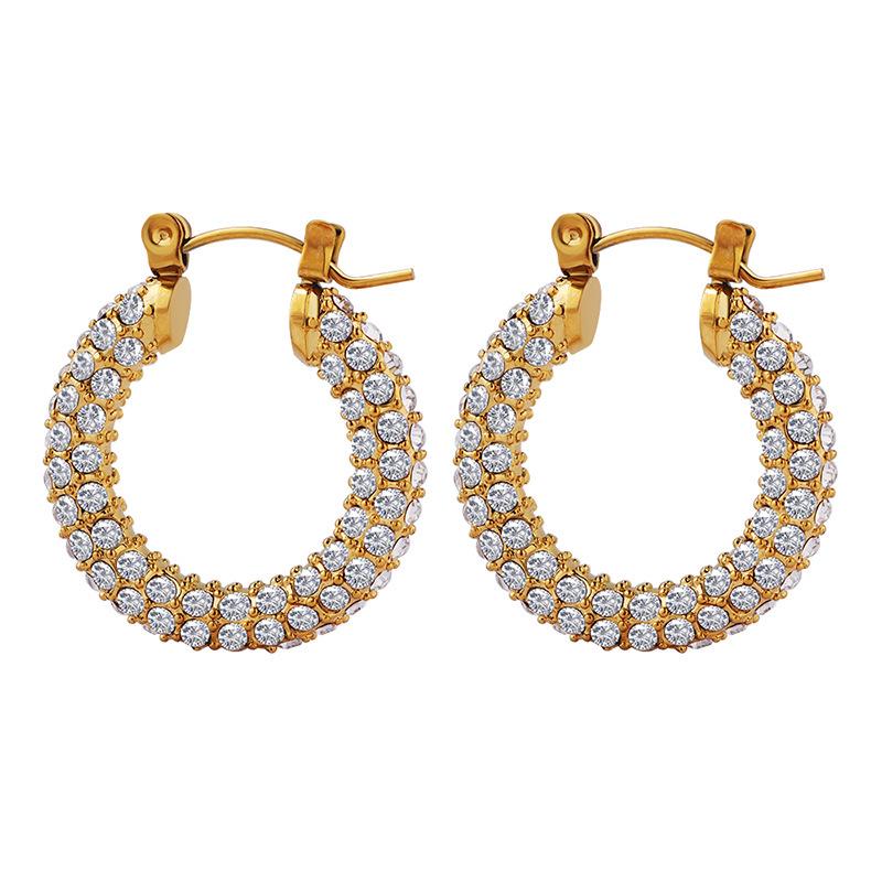Exquisite U-shaped Full Diamond Earrings: European & American Light Luxury Fashion