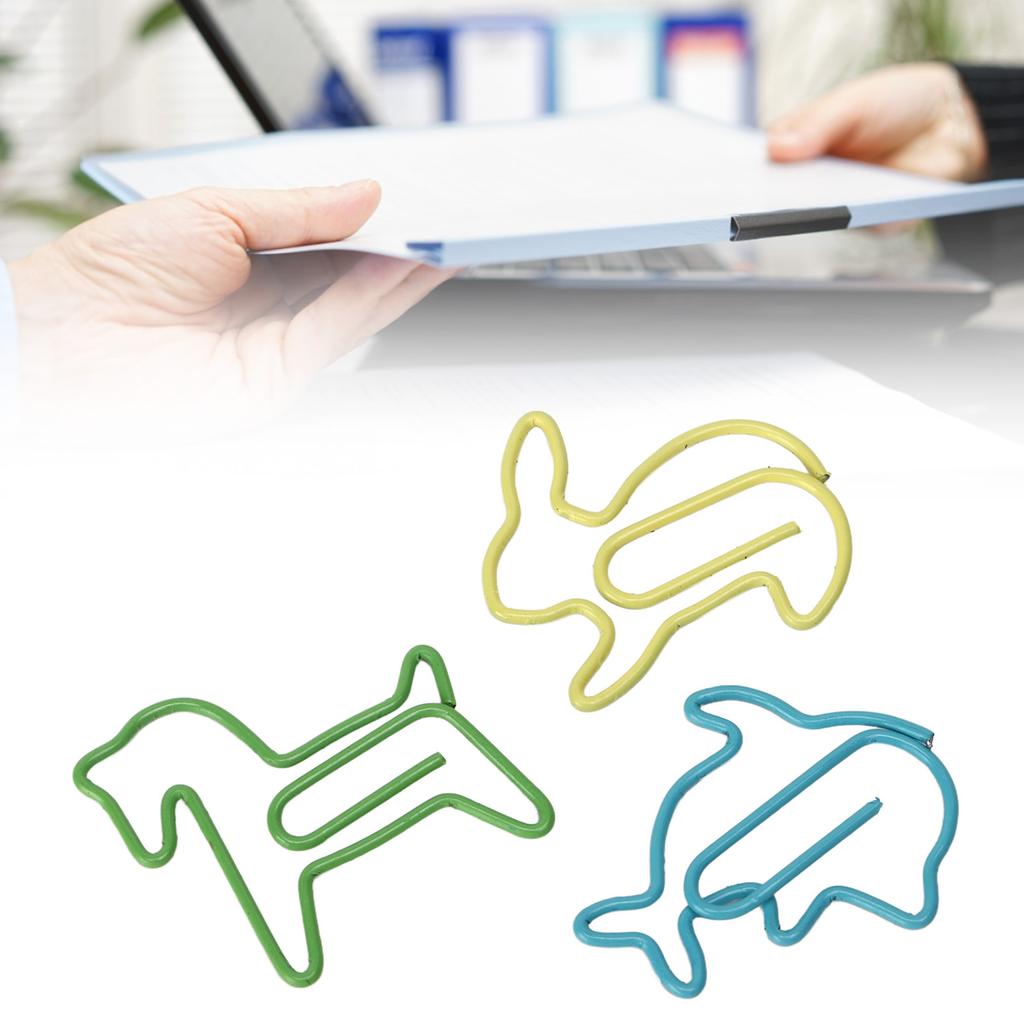 32 Box Paper Clips 3 Colors Innovative Pony Rabbit Dolphin Combo Small Metal Paperclips for Paperwor