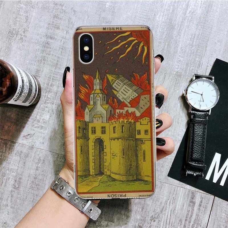 Tarot Cards Reading Art Phone Case For iPhone 11 12 13 14 Pro XS XR X Max 7 8 6 6S Plus Mini + 5 SE Pattern Customized Coque