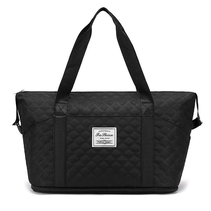 Dry-wet Separation Sports and Fitness Bag, Multi-pocket Diamond-shaped Embroidered Thread, Large-capacity Travel Bag with Handle and Shoe Compartment