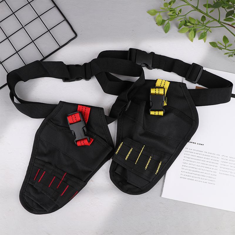 Oxford Fabric Tool Pouch with Buckle Closure, Multi-Pocket Electrician Utility Bag for Hand Tools & Power Drill