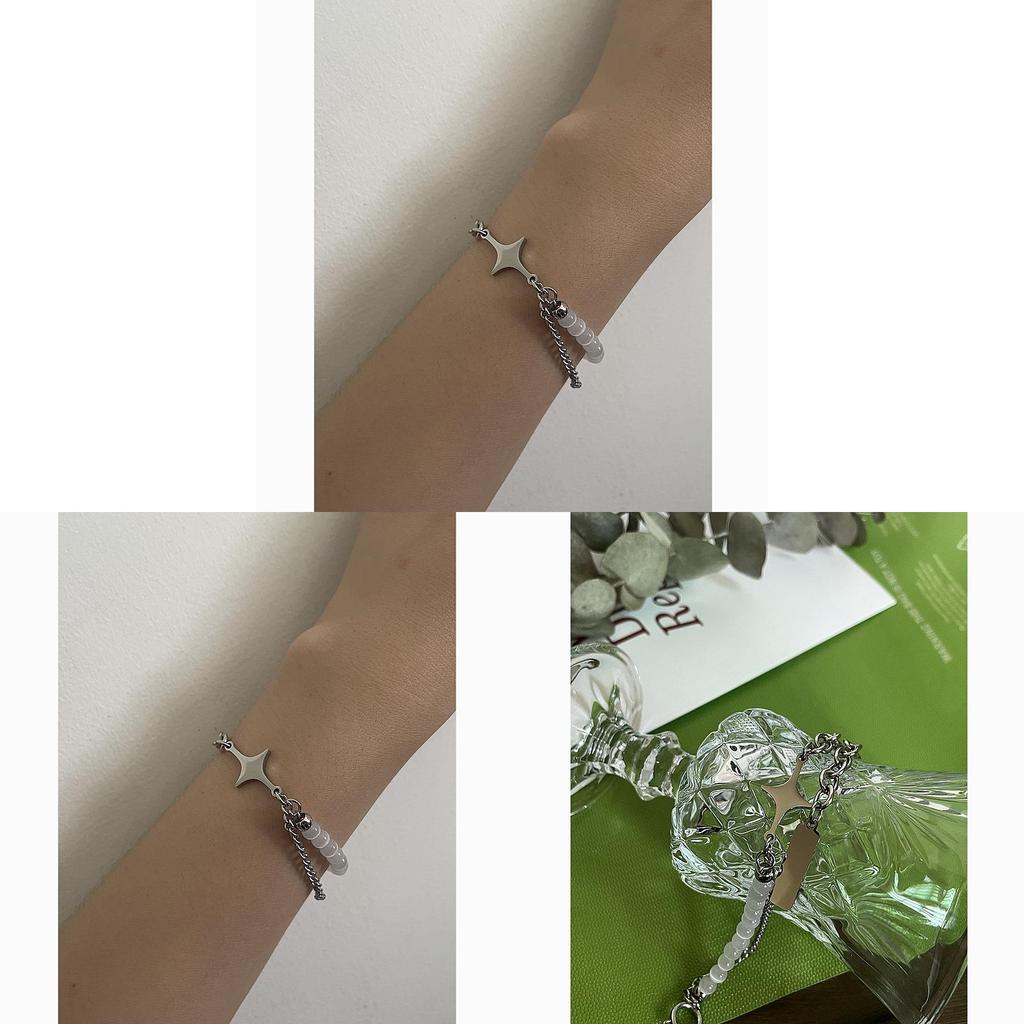 Starburst Adjustable Bracelet With Cat Eye Stone Beads For Street Fashion Men Women