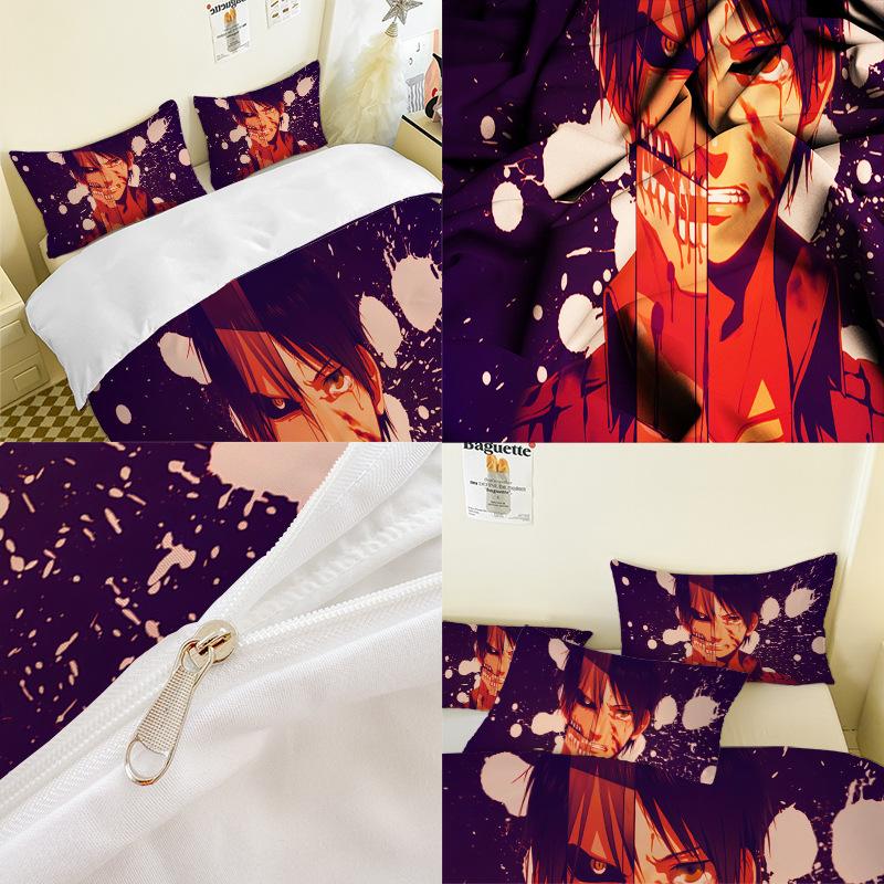 Seria Animacji Druk Cyfrowy 3D Trzyczęściowy Zestaw Pościeli Prześcieradło Poszwa na Kołdrę