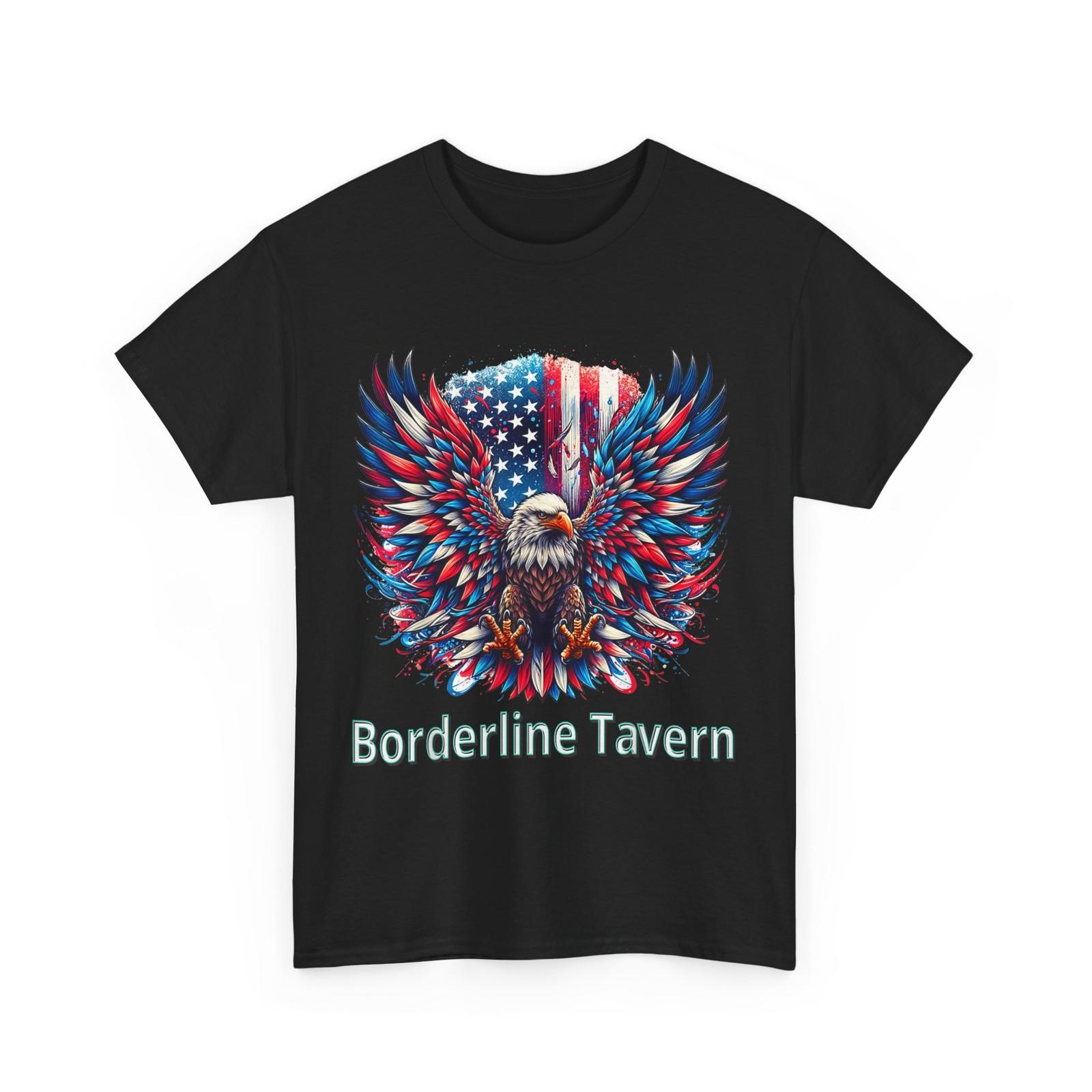 Borderline Tavern Eagle American Flag 4th of July T-Shirt Mens Womens Tees Top XL