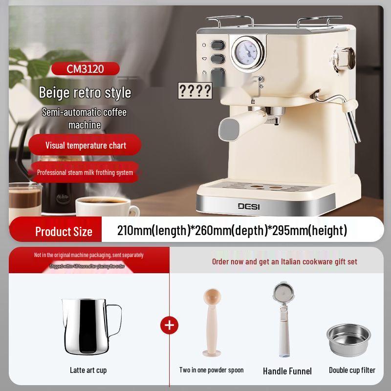Halbautomatische Espressomaschine im Retro-Stil mit Ein-Knopf-Milchaufschäumung