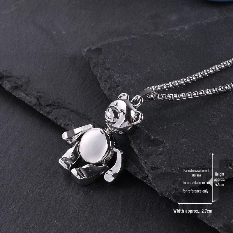 Creative Cartoon Bear Necklace with Movable Limbs - Zinc Alloy Pendant Jewelry