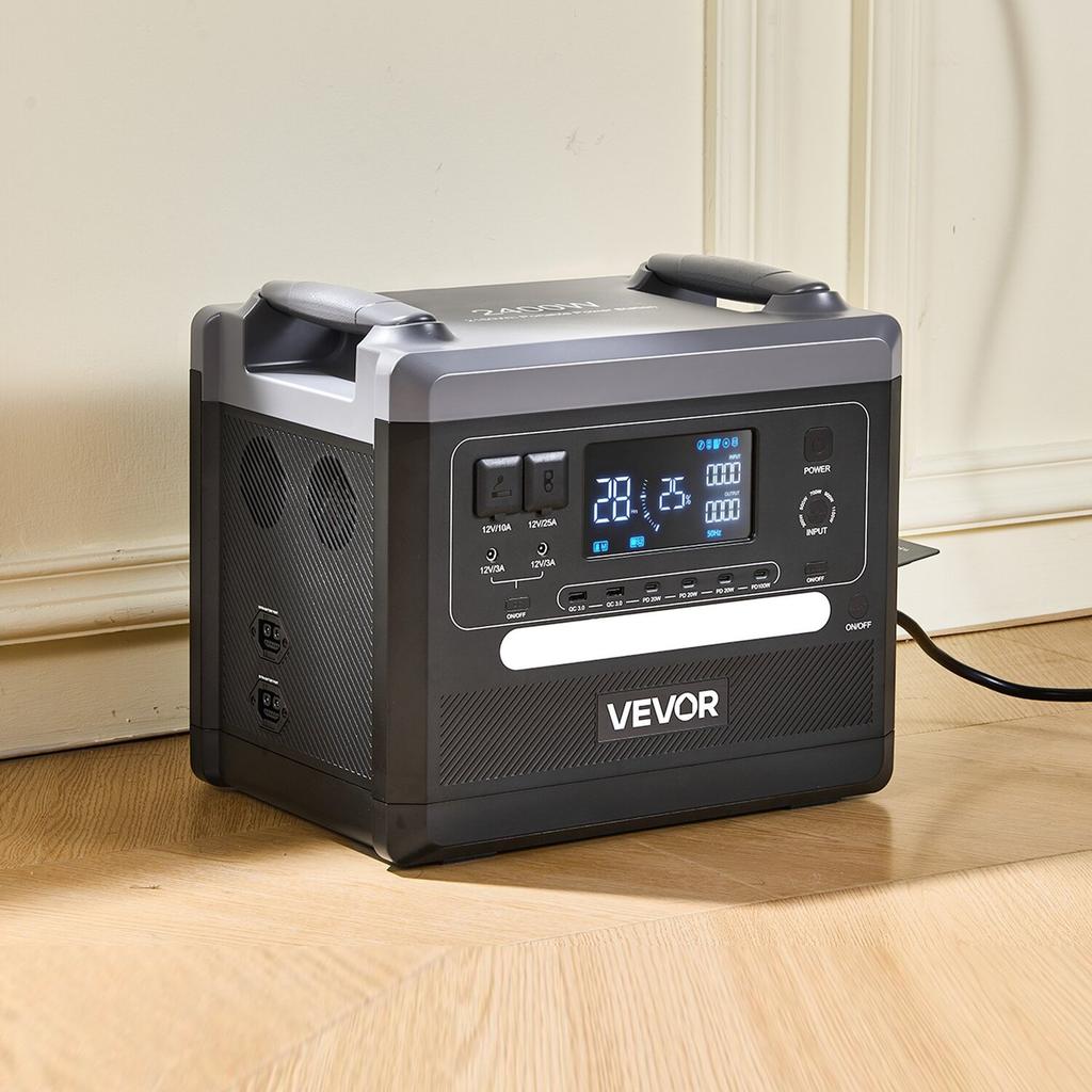 Portable Power Station, 2400W 2160Wh Power Station Solar Generator with 10 Output Ports & Adjustable Input Power, Expandable LiFePO4 Battery Backup