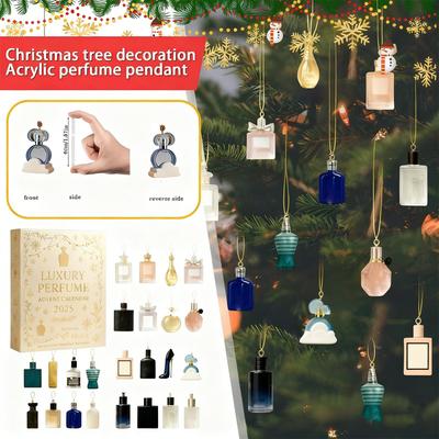 1pc 2D Plane Box 24 Double-sided Printing Pendant Countdown Calendar 24-day Christmas Advent Calendar Acrylic Plane Pendant Blindbox
