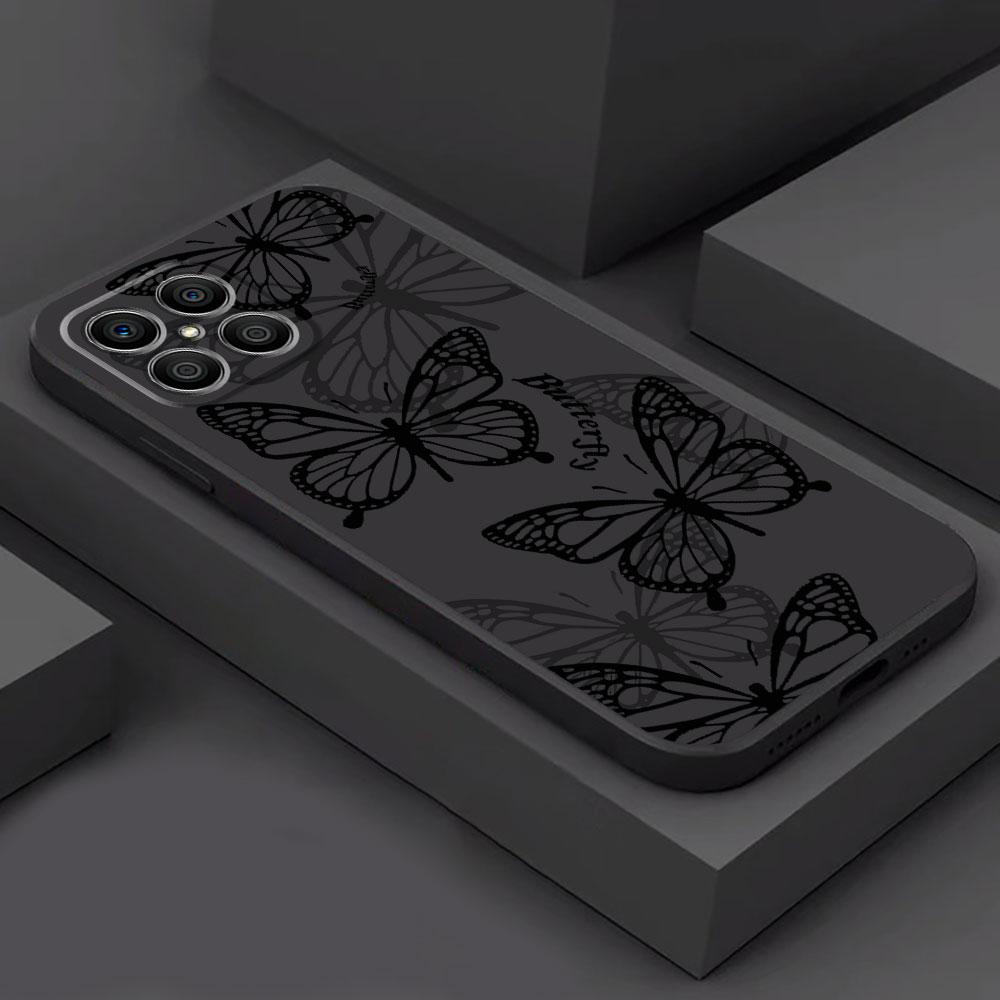 INS Retro Butterfly Cover Phone Case for Honor X9a Magic5 Lite 8X 70 X8a 90 Pro X8 X6 X7 X6a Magic5 Black Soft Funda Cases