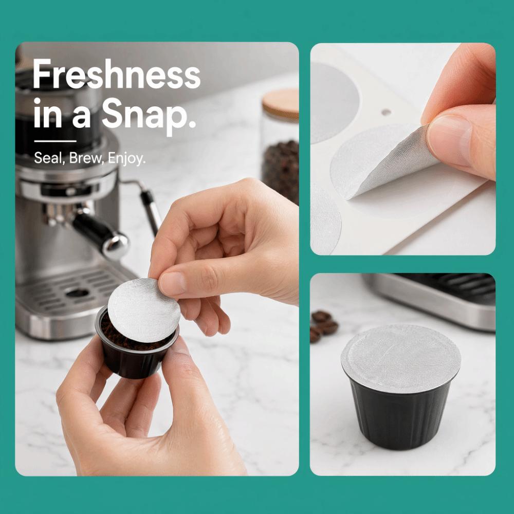 Universal Coffee Pod Lids Seals Reusable Disposable Coffee Capsules Coffee Shop Use