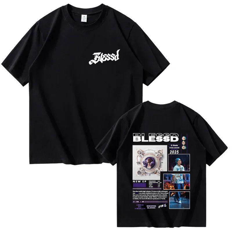 Hotselling Doublesided Printed Tshirts for Both Unisex and Women By Rapper BLESSD 2025 Summer Pure Cotton 100 Loose Tshirt