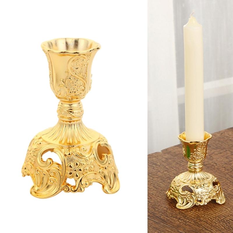 European Carving Tea Light Holders Practical Zinc Alloy Candlestick Holders For Decorative Display