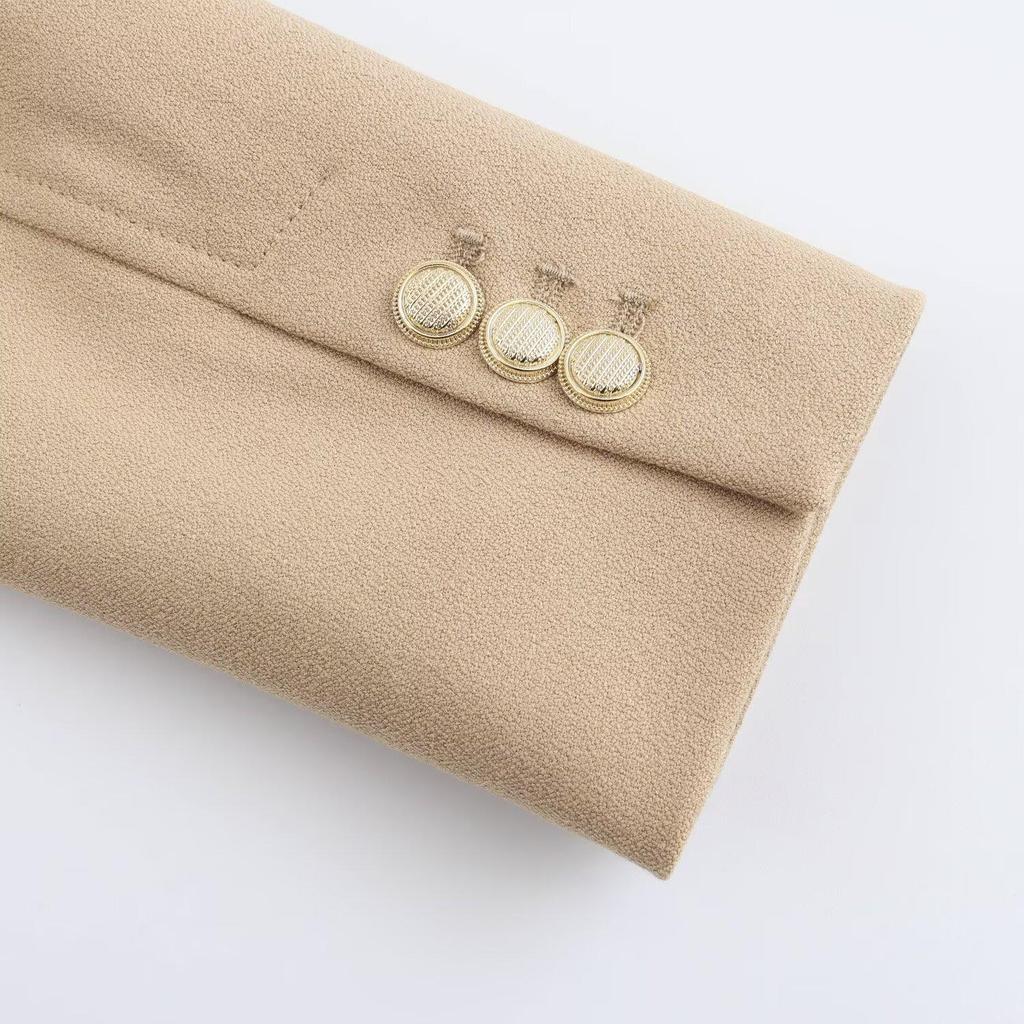 2024 Autumn Women's European & American Style Slim Fit Suit Jacket with Metal Buckle