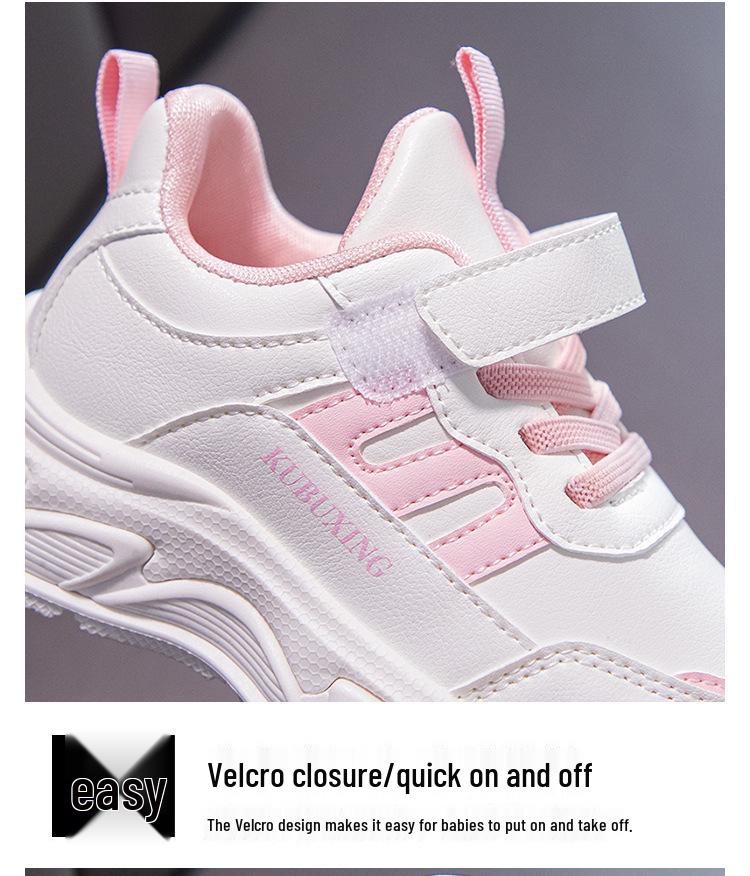 Kinder weiße und schwarze atmungsaktive Ledersportschuhe für Frühling und Herbst - Jungen und Mädchen