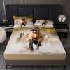 2/3pcs Vibrant Horse Natural Animal Sand Print Fitted Sheet Set - Soft 100% Polyester Material, Breathable, Hypoallergenic