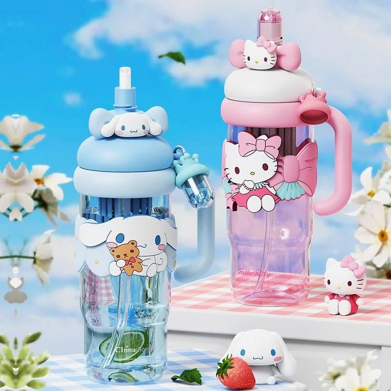 X&W 1200ml Large Capacity Drinking Cup with Straw Tea Separator Cartoon Pattern Cup Sleeve Juice Cup Seal Leakproof Space Cup