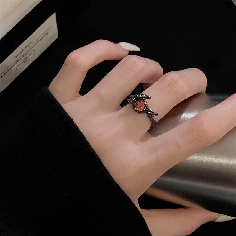 Punk Dark Style Unique Design Open Ring Female Niche Fashion Sweet Cool Babes Retro Personality Accessories