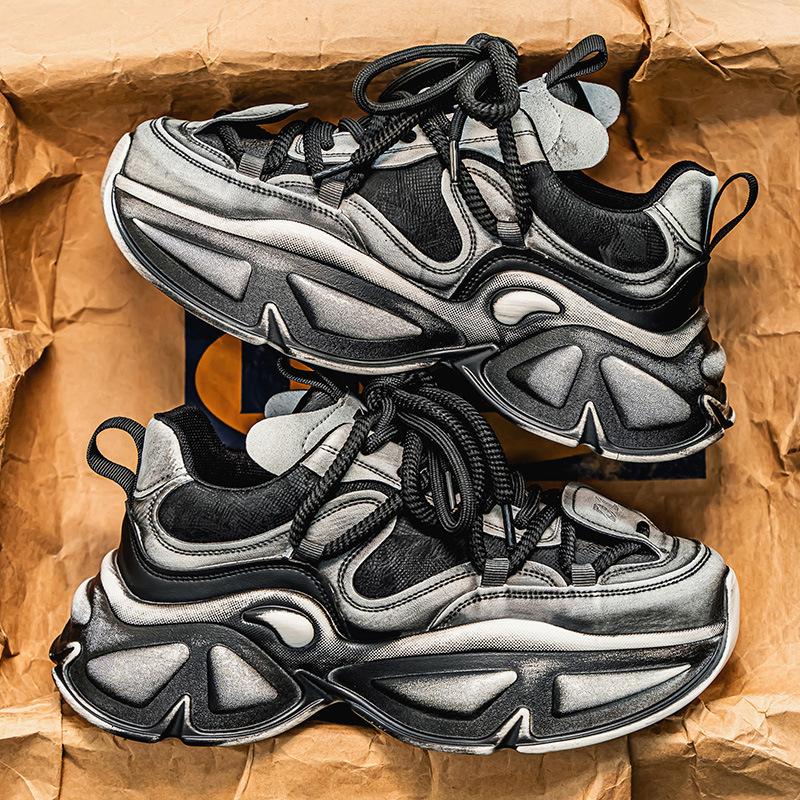 Men's Shoes 2024 Autumn New Thick-soled Wear-resistant Sports and Leisure Shoes, Youth Trend Increases, Old Dad Trendy Shoes