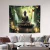Buddha Statue Waterfall Forest Tapestry Zen Meditation Art Butterfly Decor Peaceful Nature Wall Hanging Living Room Print