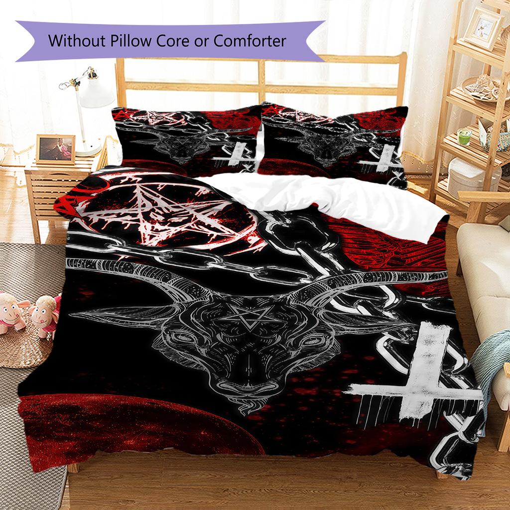 Satan Symbol Pattern Bedding,Quilt Set Quilt Cover Pillowcase Home Birthday Gift (1 * duvet cover + 2 * pillowcase, without core)