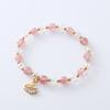 Natural Strawberry Crystal Bracelet Cute Swan Pink Jewelry Bangles Women Fashion Jewelry Accessories Gift