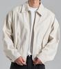 Button Seoul Minimal Cut-Line Collar Zip-Up (Ivory)