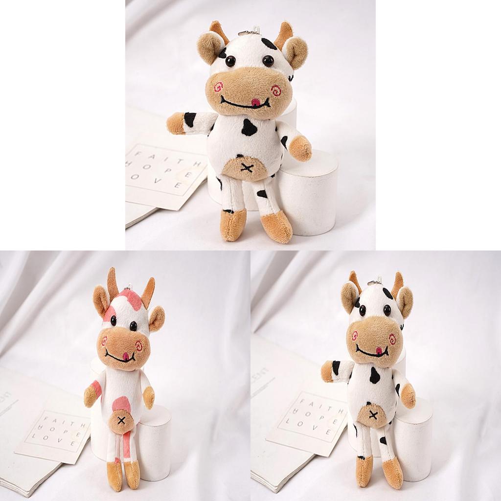 Portachiavi Mucca di Peluche con Imbottitura in Cotone PP per Regalo e Collezione