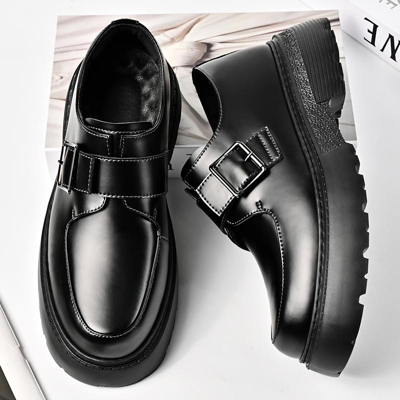 Fashion Brand Men Genuine Leather Shoes Chunky Platform Retro Shoes Comfortable Street Fashion High Quality Oxfords Casual Commute Shoes