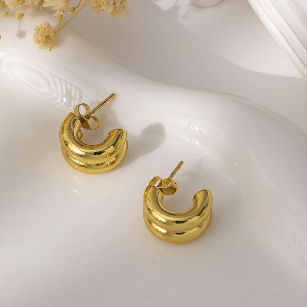 Gold-Plated Titanium Steel Polka Dot Square Earrings