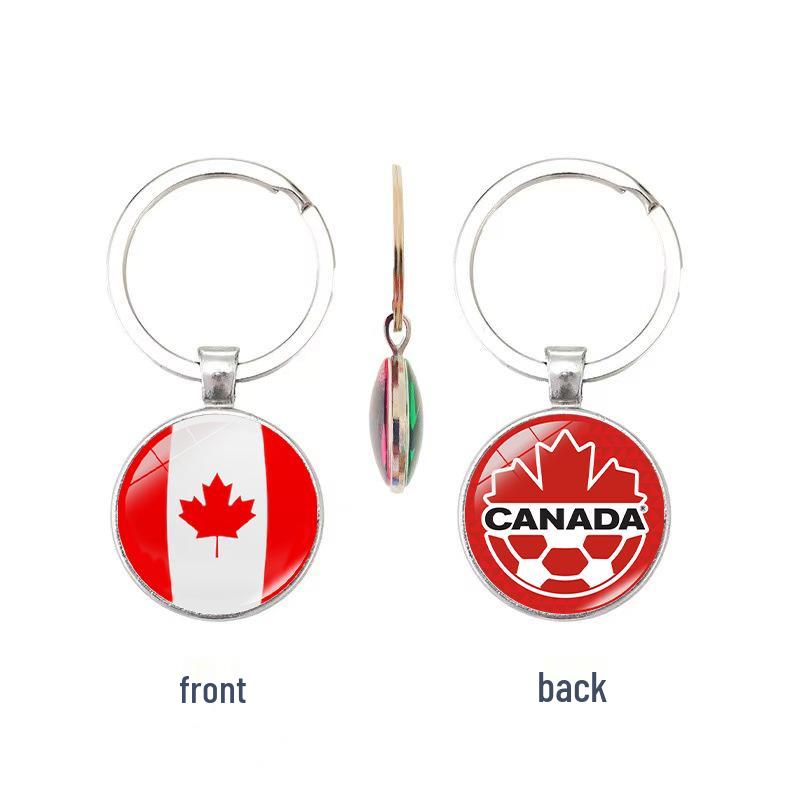 World Cup Top 32 National Flags & Team Emblems Double-sided Keychain