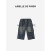 French Arielle De Pinto Girls' Pants Autumn New Style Girls' Bow-Knot All-Over Print Workwear Jeans