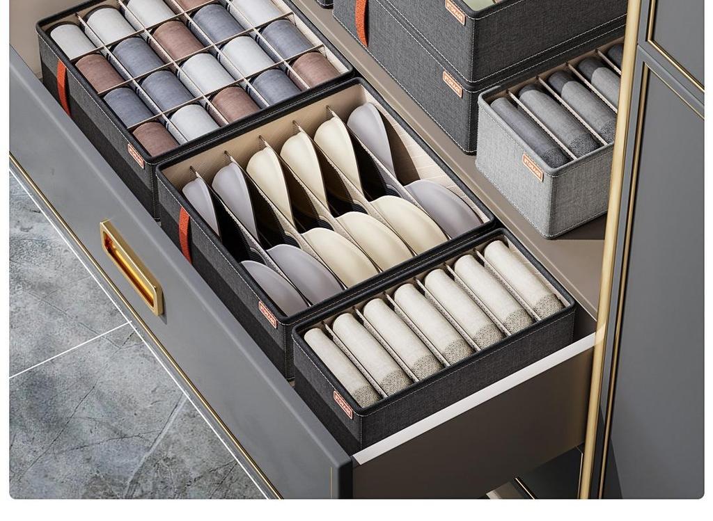 Foldable Underwear Storage Box Divided Organizer with Compartments for Closet