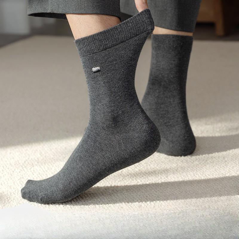 Men's Cotton Socks, Pure Cotton Mid-calf Socks, Thick and Warm Long Calf Socks for Autumn and Winter, All Cotton