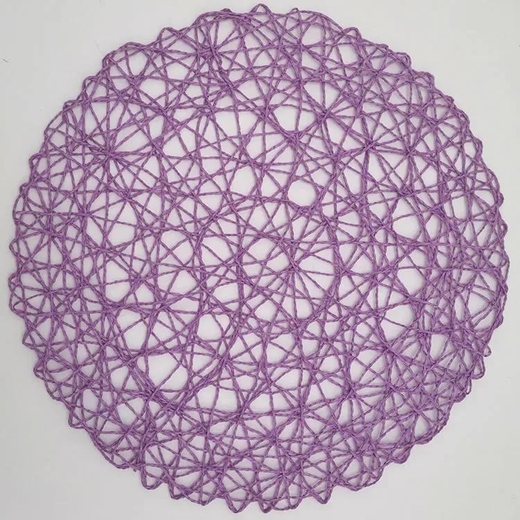 Crochet knitting Round Woven Place Mats Paper Fiber Table Placemats Hollow Decorative Placemat Dinning Place Mats Decor for Home