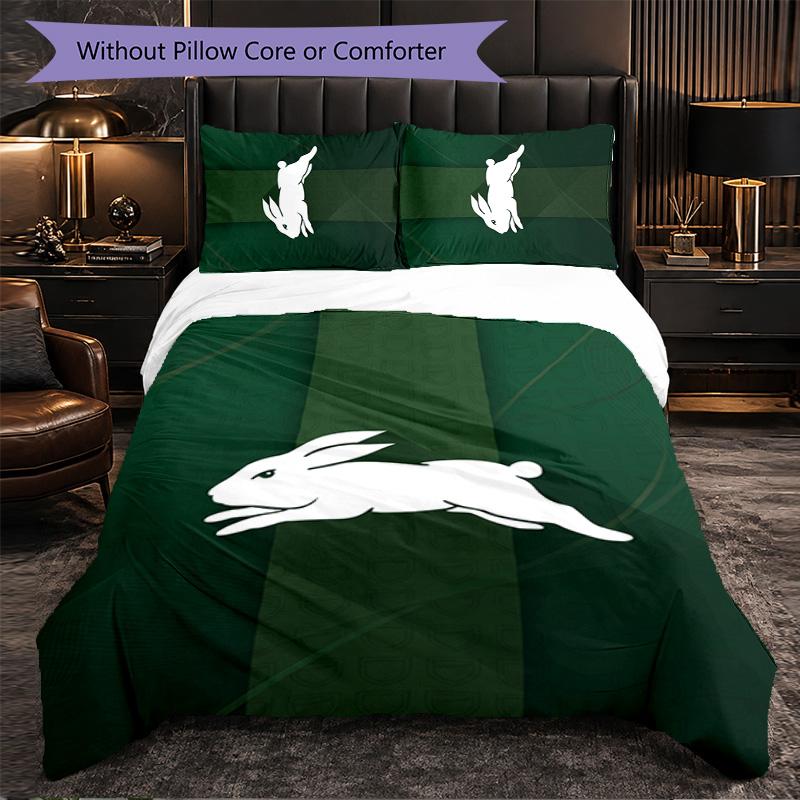 South Sydney Rabbitohs Modello Microfibra Set Biancheria da Letto 3 Pezzi Decorazione Copripiumino per Camera da Letto Uso Domestico