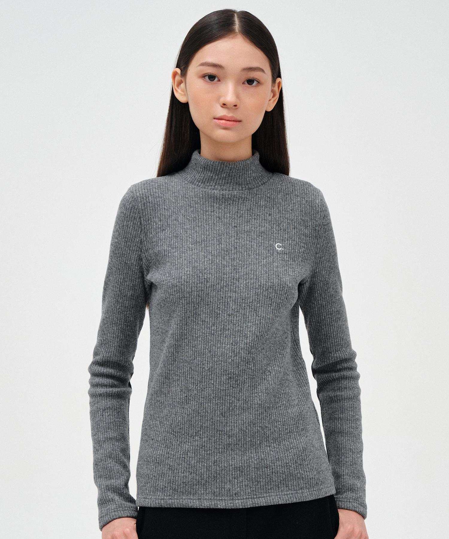 Clove [23Fw Clove] Ribbed Turtleneck (Charcoal) Free/Free