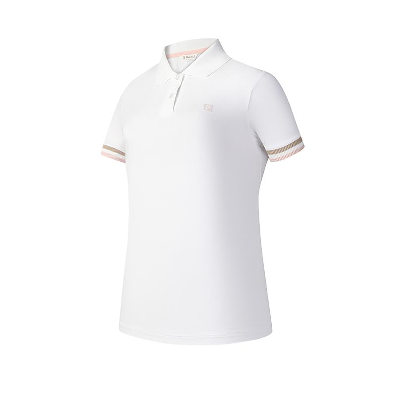 FILA Golf Series Simple Casual Comfortable Dopamine Color Vitality Versatile Knit Short Sleeve Polo Shirt Women Polo Shirts Jade-White A11W525103F-WT