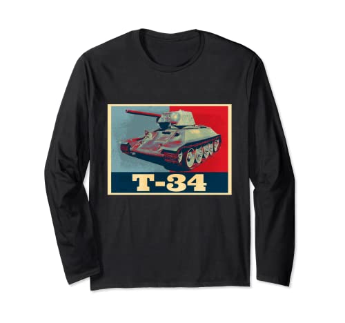 T-34 Tank Military T-Shirt, WW2 Soviet Army, World War II Tank, Men s Merchandise, Military Clothing, Long Sleeve T-Shirt