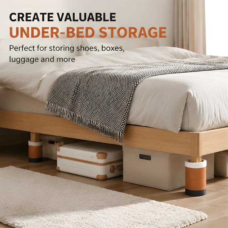 Furniture Lifts 4 Pack, Bed Leg Lifts with Recessed Grip Cup for Under Bed Cleaning and Common Home Furniture Use