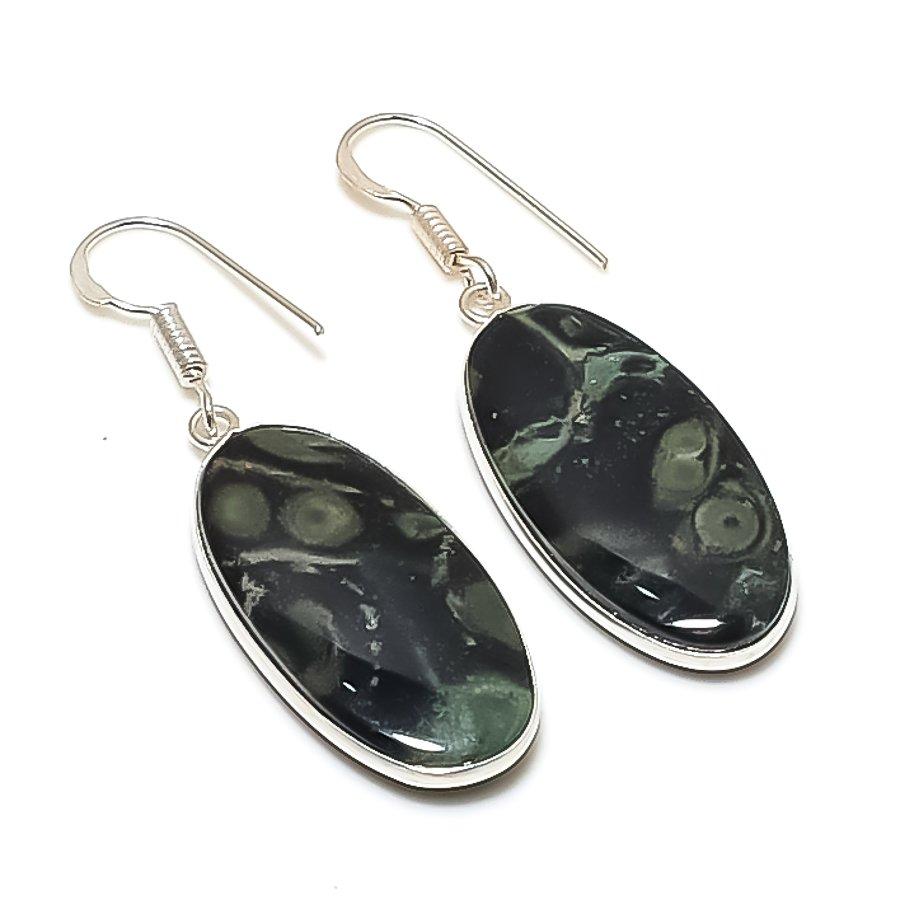 Natural Kambaba Jasper Gemstone 925 Sterling Silver Jewelry Earring 1.97  AE-12141