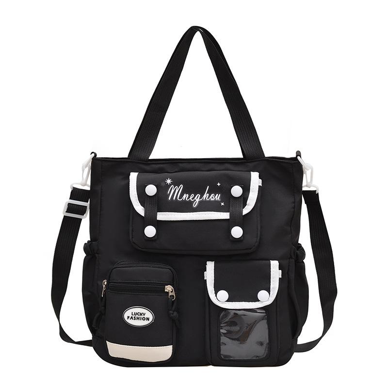 

College style female college student Korean version large-capacity contrasting color computer tote bag lightweight shoulder messenger bag leisure bag чёрный