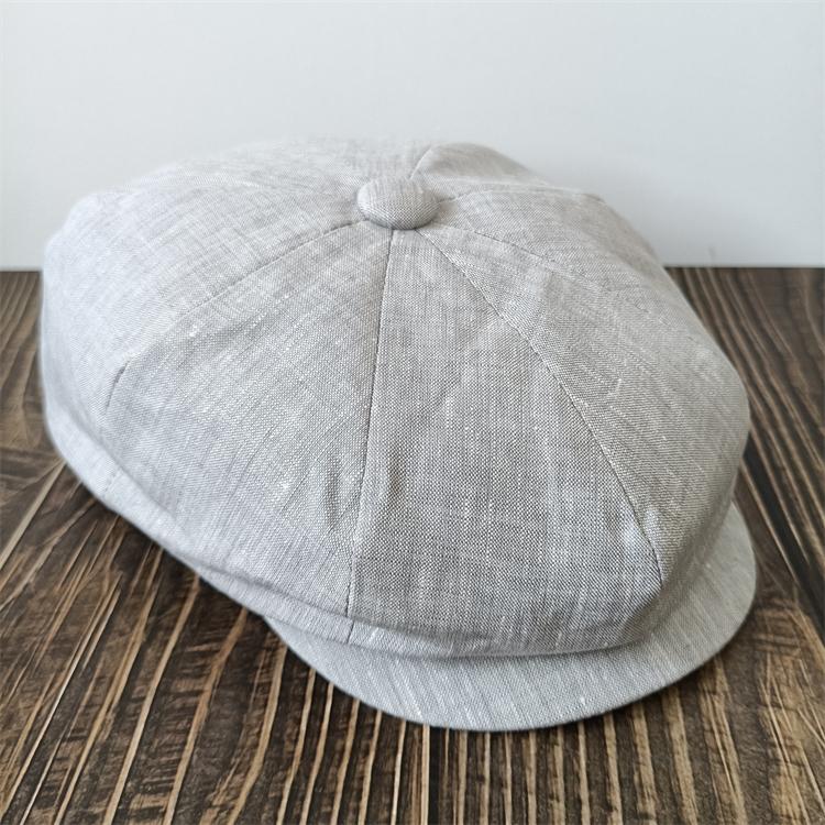 Lightweight Linen Newsboy Cap Thin Breathable Unisex Octagon Hat for Spring Summer Painter Beret for Men and Women